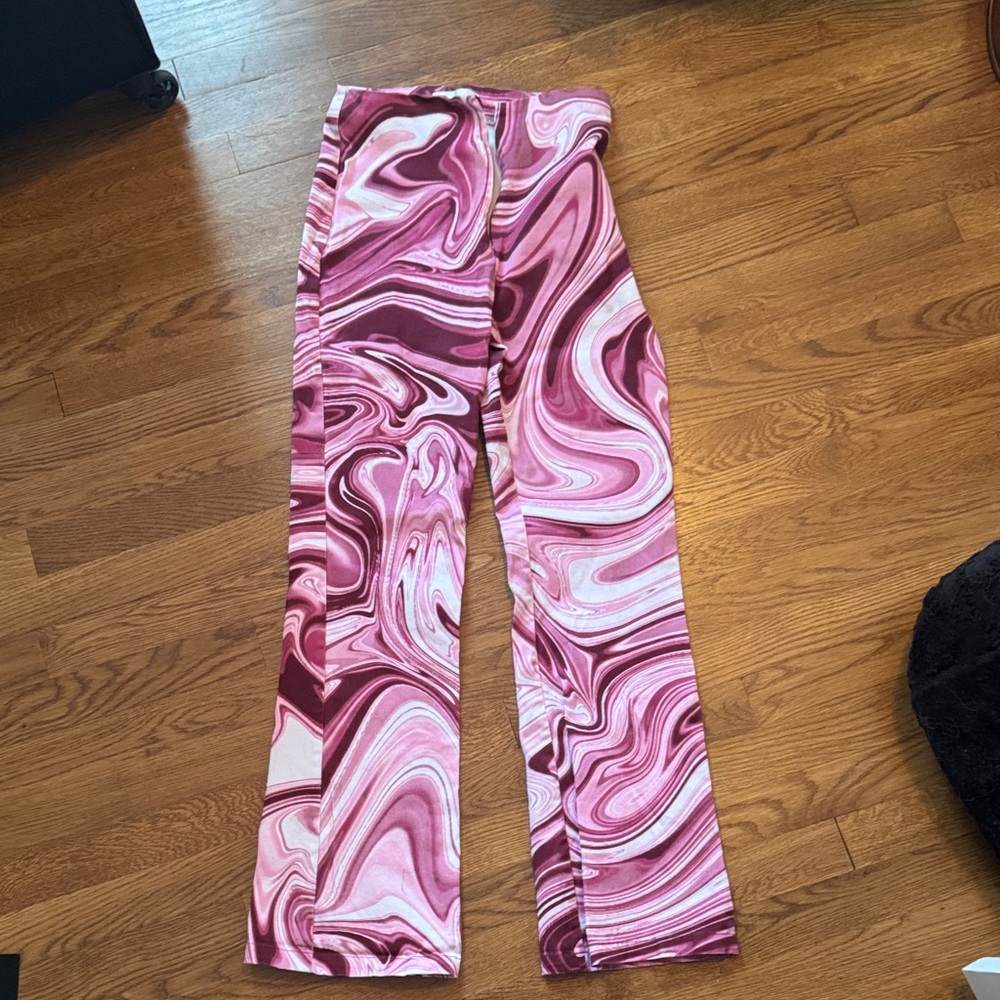 Urban Outfitters Pink Swirl Wide Leg Pants